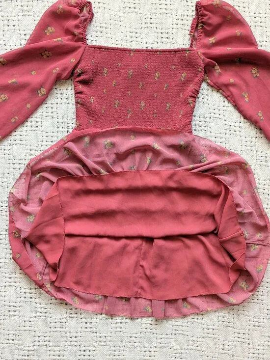 Aritzia Wilfred - Tempest Mini Dress Rosy Red/ Maplewood Size 2XS - Picture 6 of 11